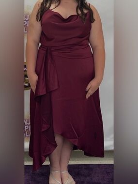 City Chic Wine High-Low Satin Dress Size 20